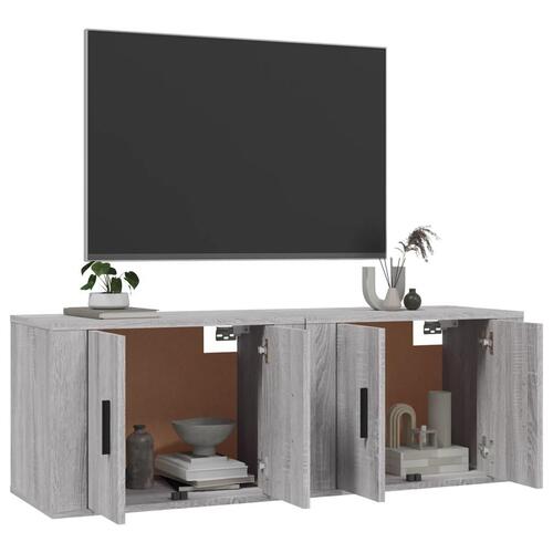 Væghængte tv-skabe 2 stk. 57x34,5x40 cm grå sonoma-eg