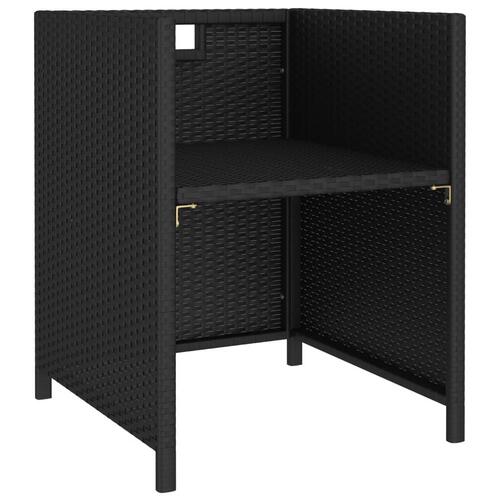 Udendørs spisebordssæt 6 dele med hynder polyrattan sort