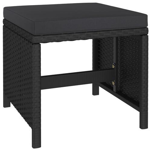 Udendørs spisebordssæt 6 dele med hynder polyrattan sort