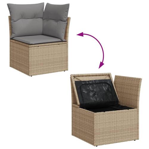 Havesofasæt 10 dele med hynder polyrattan beige