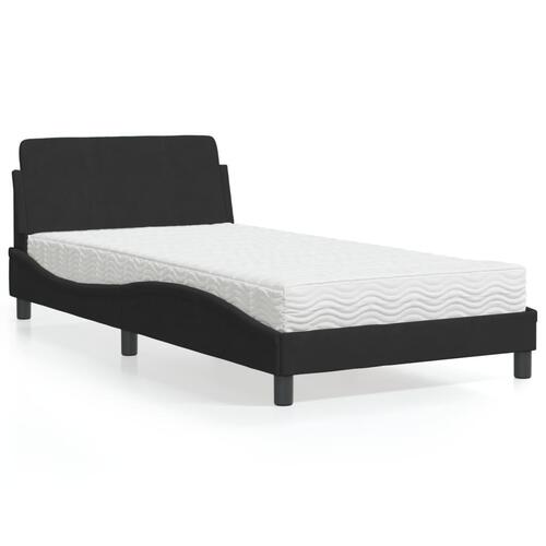 Seng med madras 100x200 cm velour sort