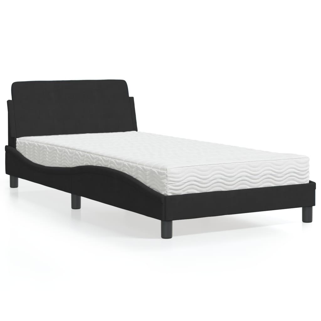 Seng med madras 100x200 cm velour sort