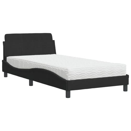 Seng med madras 100x200 cm velour sort