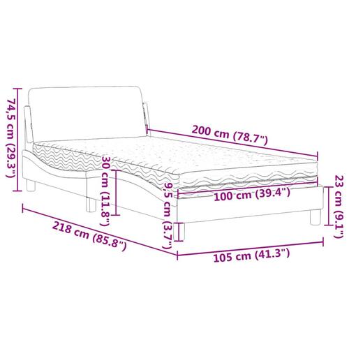 Seng med madras 100x200 cm velour sort