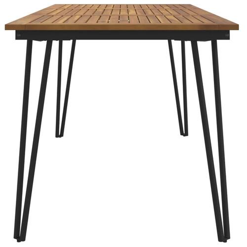 Havebord med hairpin-bordben 140x80x75 cm massivt akacietræ