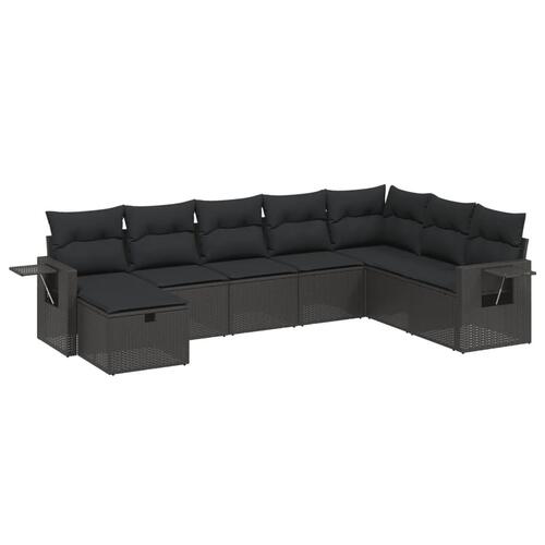 Sofasæt til haven 8 dele med hynder polyrattan sort