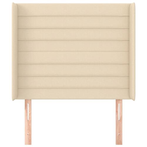 Sengegavl med kanter 93x16x118/128 cm stof cremefarvet