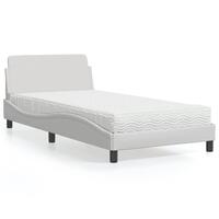 Seng med madras 100x200 cm kunstlæder hvid