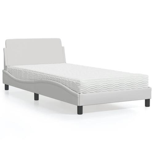 Seng med madras 100x200 cm kunstlæder hvid