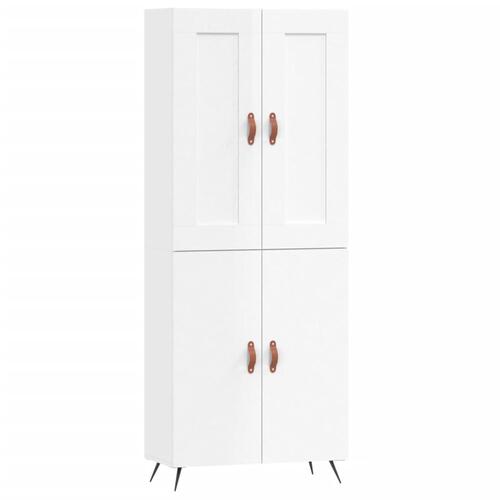 Højskab 69,5x34x180 cm konstrueret træ hvid højglans