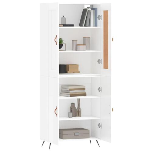 Højskab 69,5x34x180 cm konstrueret træ hvid højglans