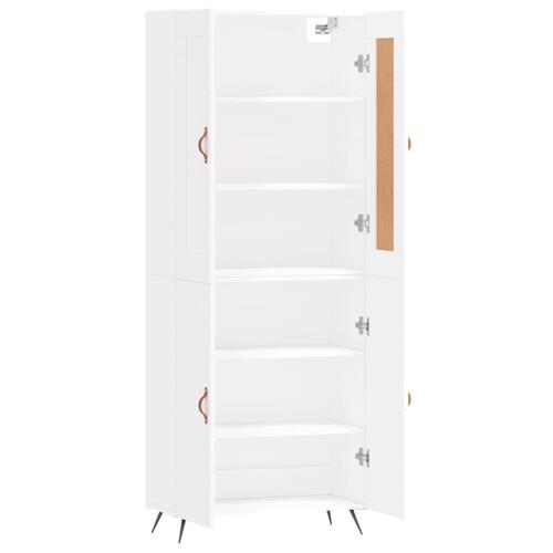 Højskab 69,5x34x180 cm konstrueret træ hvid højglans
