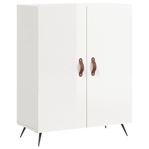 Højskab 69,5x34x180 cm konstrueret træ hvid højglans