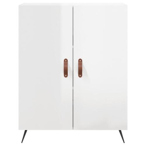 Højskab 69,5x34x180 cm konstrueret træ hvid højglans