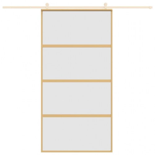 Skydedør i matteret sikkerhedsglas med aluminiumsstel 102,5 x 205 cm - guldfarvet