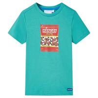 Kortærmet T-shirt til børn str. 128 mørk mintgrøn