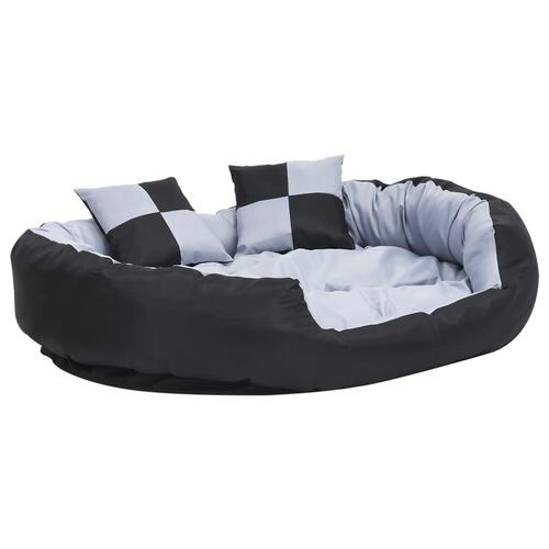 Hundepude 110x80x23 cm vendbar og vaskbar grå og sort