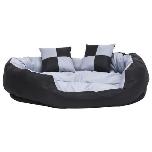 Hundepude 110x80x23 cm vendbar og vaskbar grå og sort