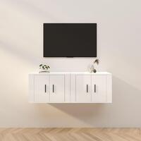 Væghængte tv-skabe 2 stk. 57x34,5x40 cm hvid højglans
