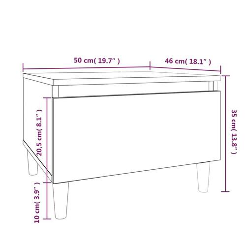 Sidebord 50x46x35 cm konstrueret træ hvid højglans