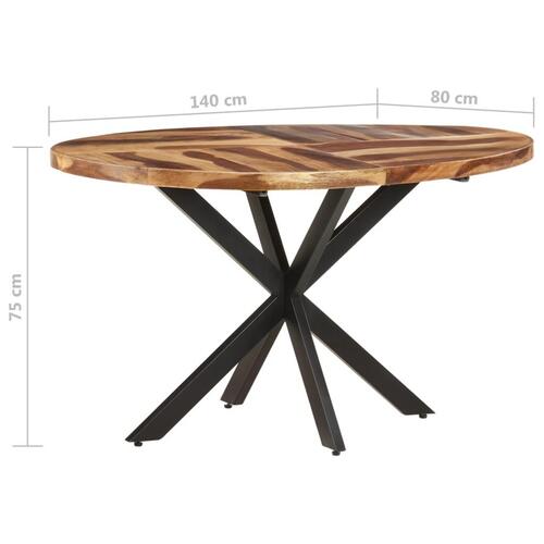Spisebord 140x80x75 cm massivt akacietræ med sheeshamfinish