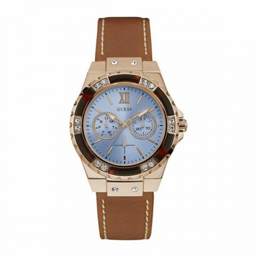 Guess dameur W0775L7, brun rem, blå skive (Ø 38 mm)