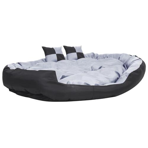 Hundepude 150x120x25 cm vendbar og vaskbar grå og sort