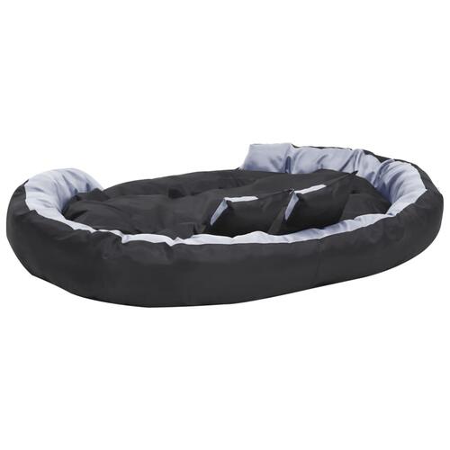Hundepude 150x120x25 cm vendbar og vaskbar grå og sort