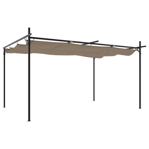 Pergola med sammenrulleligt tag 395x292x230 cm gråbrun