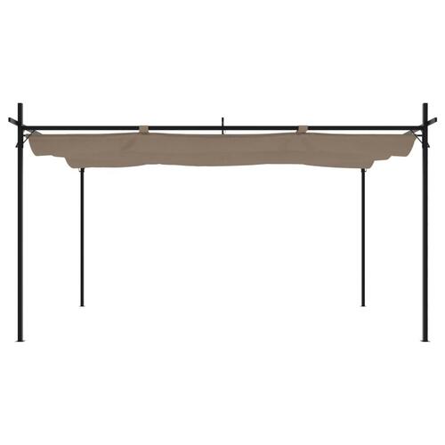 Pergola med sammenrulleligt tag 395x292x230 cm gråbrun