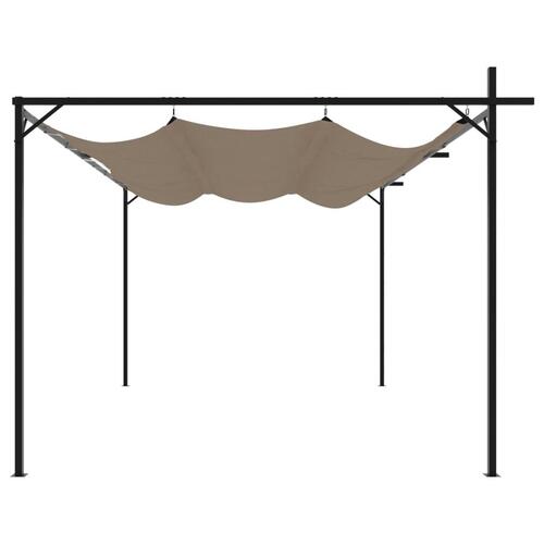 Pergola med sammenrulleligt tag 395x292x230 cm gråbrun