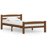 Sengestel 90x200 cm massivt fyrretræ gyldenbrun