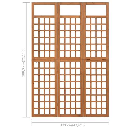 3-panels rumdeler/espalier 121x180,5 cm massivt grantræ