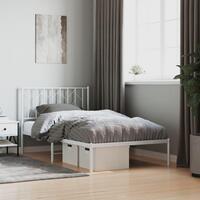 Sengeramme med sengegavl 100x190 cm metal hvid