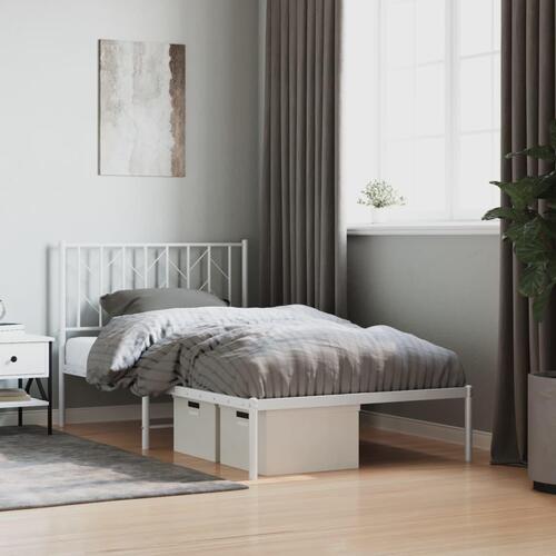 Sengeramme med sengegavl 100x190 cm metal hvid