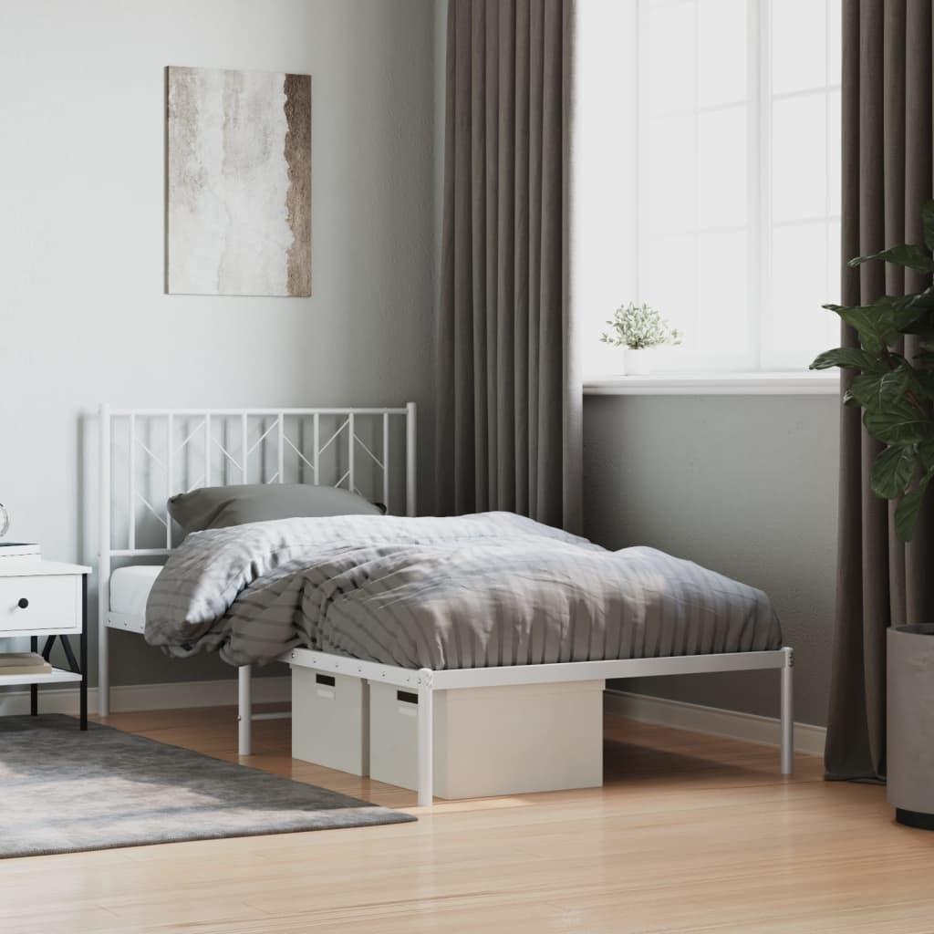Sengeramme med sengegavl 100x190 cm metal hvid