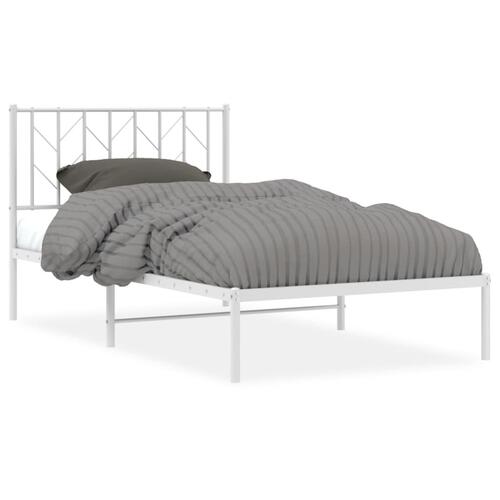 Sengeramme med sengegavl 100x190 cm metal hvid