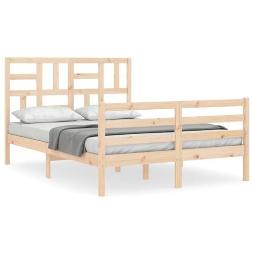 Sengeramme med sengegavl 140x200 cm massivt træ hvid