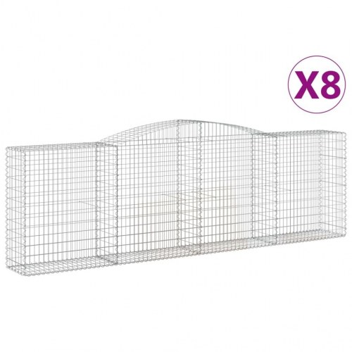 Buede gabionkurve - 8 stk. 400×50×120/140 cm i galvaniseret jern