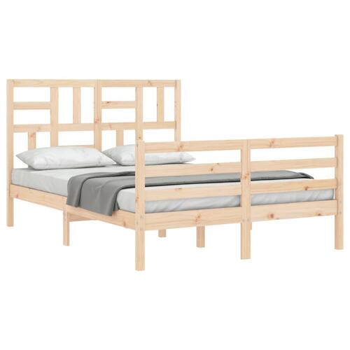Sengeramme med sengegavl 140x200 cm massivt træ hvid