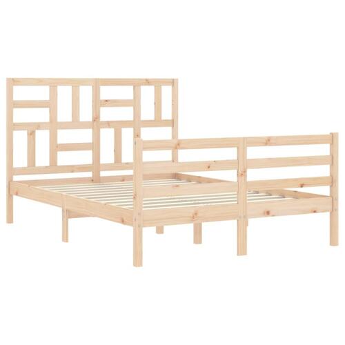 Sengeramme med sengegavl 140x200 cm massivt træ hvid