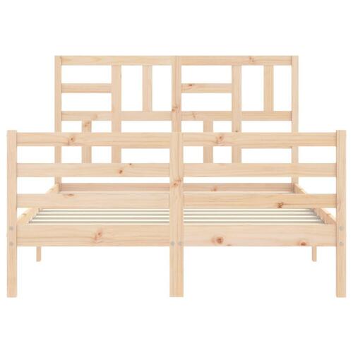 Sengeramme med sengegavl 140x200 cm massivt træ hvid