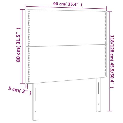 Sengegavl med LED-lys 90x5x118/128 cm stof blå