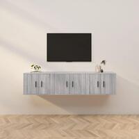 Væghængte tv-skabe 3 stk. 57x34,5x40 cm grå sonoma-eg
