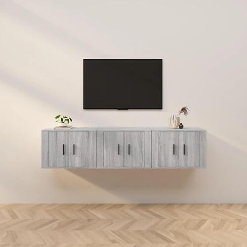 Væghængte tv-skabe 3 stk. 57x34,5x40 cm grå sonoma-eg
