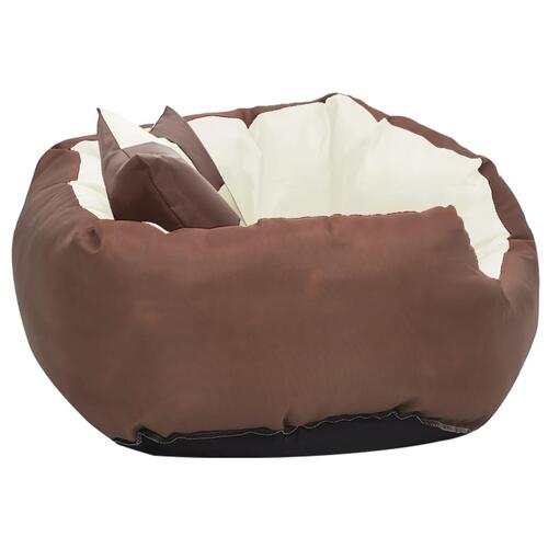 Hundepude 65x50x20 cm vendbar og vaskbar brun og cremefarvet