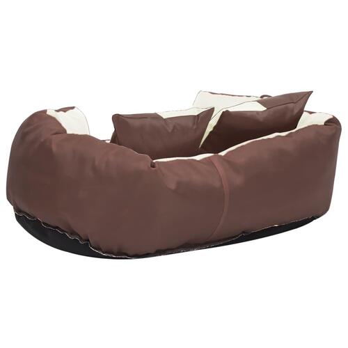 Hundepude 65x50x20 cm vendbar og vaskbar brun og cremefarvet
