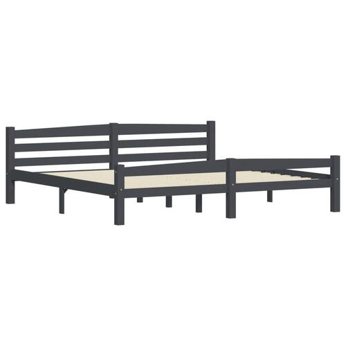 Sengeramme uden madras massivt fyrretræ 200x200 cm mørkegrå