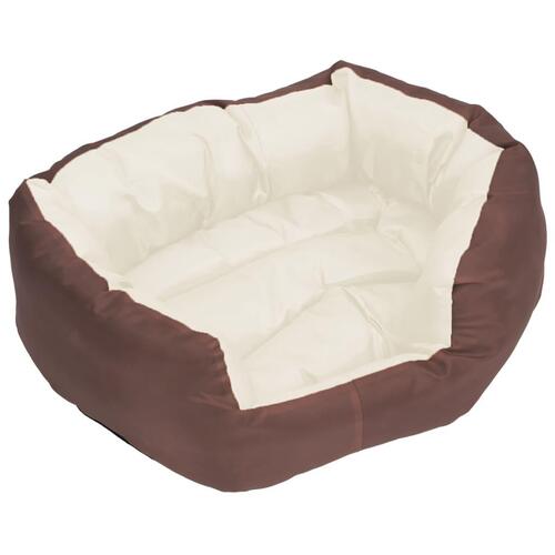 Hundepude 65x50x20 cm vendbar og vaskbar brun og cremefarvet