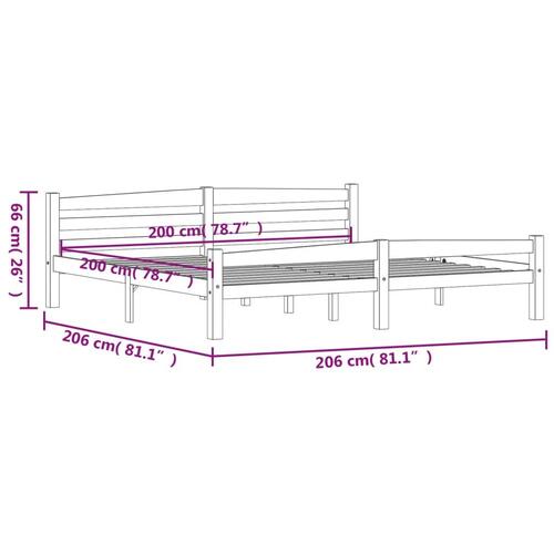 Sengeramme uden madras massivt fyrretræ 200x200 cm mørkegrå